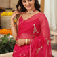 Paris Love Hand-Embroidered Silk Organza Saree - Ensembles