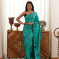 Peacock Green Hand-Embroidered Upada Silk Saree - Ensembles