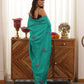 Peacock Green Hand-Embroidered Upada Silk Saree - Ensembles
