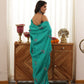 Peacock Green Hand-Embroidered Upada Silk Saree - Ensembles