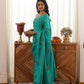 Peacock Green Hand-Embroidered Upada Silk Saree - Ensembles