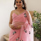 Pink Panda Hand-Embroidered Silk Organza Saree - Ensembles