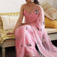 Pink Panda Hand-Embroidered Silk Organza Saree - Ensembles