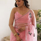Pink Panda Hand-Embroidered Silk Organza Saree - Ensembles