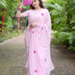 Pink on Pink Heart Georgette Saree - Ensembles