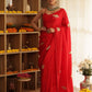 Red Elephant Hand-Embroidered Upada Silk Saree - Ensembles