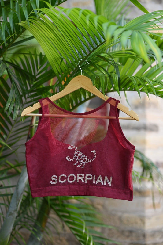 Scorpio Blouse – Hand-Embroidered Zodiac Elegance - Ensembles