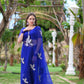 Unicorn Royal Blue Pure Silk Organza Saree - Ensembles