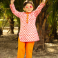 Boys Stylish Folklore Print Cotton Kurta With Pyjama Set