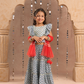 Jaipur Girls Grey Cotton Lehanga and Choli with Dupata Ethnic Set