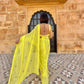 Yellow Silver Heart Chiffon Saree - Ensembles