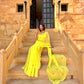 Yellow Silver Heart Chiffon Saree - Ensembles